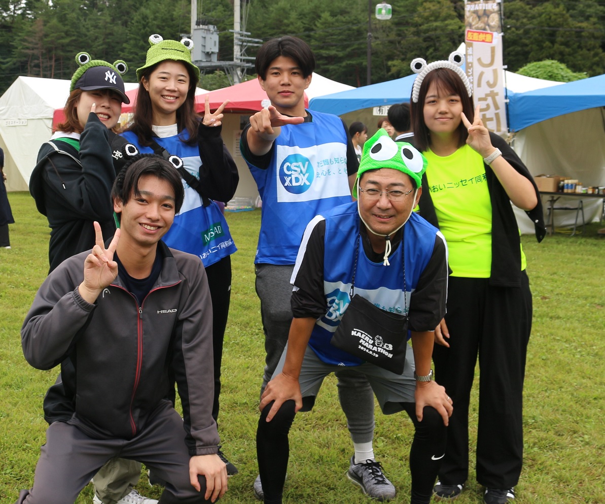 かえるの帽子とカチューシャで大会を盛り上げました！